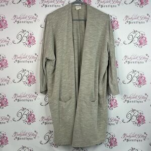 DONNI. Cardigan open front pockets beige Light Gray Women's Cardigan